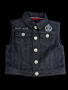 Red Ape Denim Vest 6-9 Months Dark Wash Sleeveless Baby Biker Style